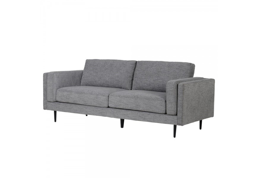 Pohodlná sedačka Sencil III v škandinávskom štýle so štruktúrovaným poťahom v sivej farbe a čiernymi nohami