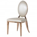 Art-deco luxusná stolička Pearl White s kovovou konštrukciou