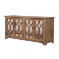 Luxusný vidiecky príborník Norman z borovicového dreva a zrkadlového skla so štyrmi dvierkami