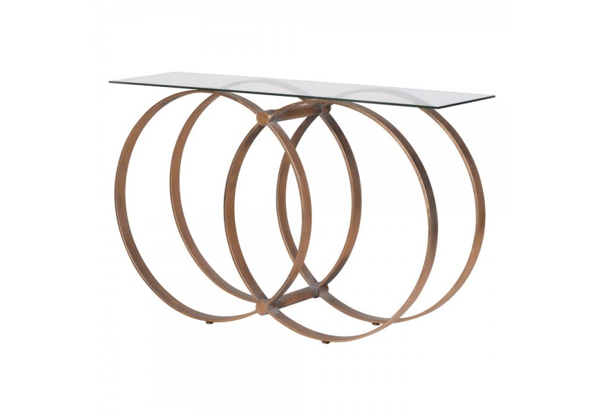 Zlatá konzola Saldana s presklenou povrchovou doskou