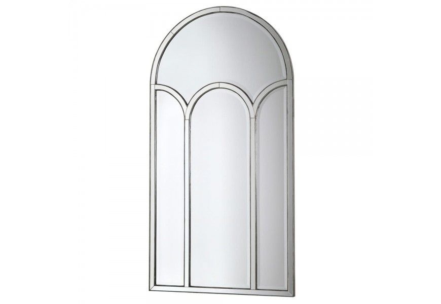 Zámocké strieborné oblúkové zrkadlo Melide s barokovým nádychom v tvare okna