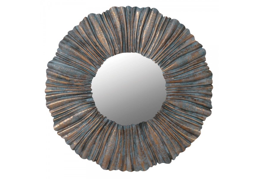Vintage okrúhle nástenné zrkadlo Margret bronzovej farby
