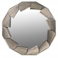 Art-deco strieborné okrúhle zrkadlo Riello s imitáciou mušlí
