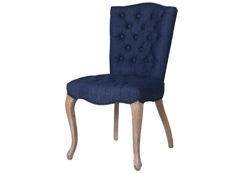 Luxusná stolička Hayward II  v modrej farbe s vyrezávanými nohami 93cm