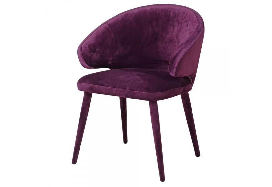 Štýlová celočalúnená jedálenská stolička Greta v odtieni fialového zamatu 80cm