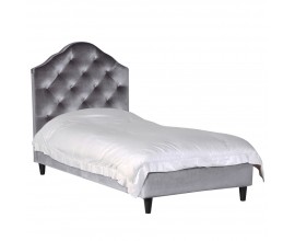 Luxusná čalúnená posteľ Alcala I s Chesterfield prešívaním a čiernymi masívnymi nohami 98cm