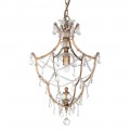 Štýlový závesný luster Grasel so sklenenými kryštálmi na dekoratívnej zlatej konštrukcii