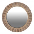 Štýlové vidiecke nástenné zrkadlo Warren s dreveným rámom kruhového tvaru