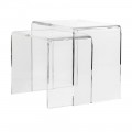 Moderný set dvoch minimalistických príručných stolíkov Concord z akrylového materiálu so skleneným, priesvitným efektom