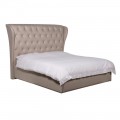 Moderná štýlová posteľ Atlanta Max ľanovým poťahom béžovej farby a s chesterfield prešívaním na vysokom čele
