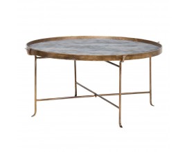 Štýlový art-deco zlatý konferenčný stolík Baltimore kruhového tvaru 98cm