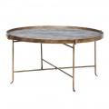Štýlový vintage konferenčný stolík Baltimore so zlatou kovovou konštrukciou a s povrchovou doskou s mramorovým efektom