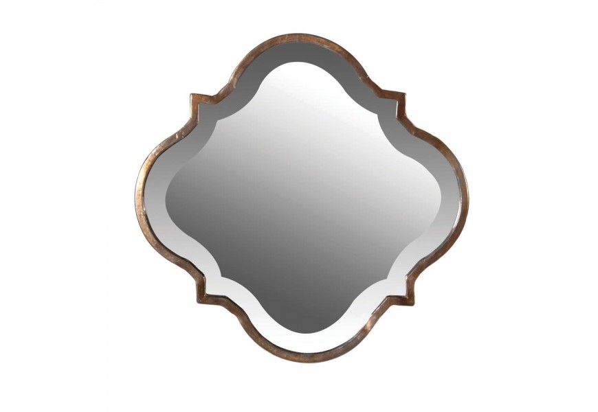 Vkusné art-deco nástenné zrkadlo Graya 38cm s bronzovým rámom