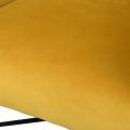 Štýlové retro kreslo Carlen s výrazným žltým zamatovým poťahom a s kovovou konštrukciou v čiernom prevedení 78cm