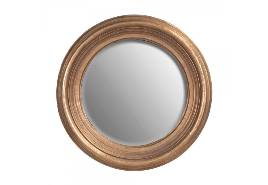 Vieľké vintage okrúhle nástenné zrkadlo Tazona v ráme bronzovej farby