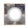 Industriálne štvorcové nástenné zrkadlo Siles v ráme striebornej farby