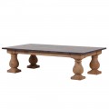 Štýlový koloniálny konferenčný stolík Lincoln s drevenými nohami a mramorovou povrchovou doskou v sivej farbe