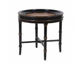 Koloniálny okrúhly príručný stolík Savannah 60cm z masívu v čiernej farbe