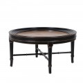 Štýlový koloniálny konferenčný stolík Savannah kruhového tvaru z masívneho  dreva v čiernej a hnedej farbe