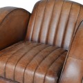 Luxusné hnedé kožené kreslo Reno s prešívaným čalúnením 74cm