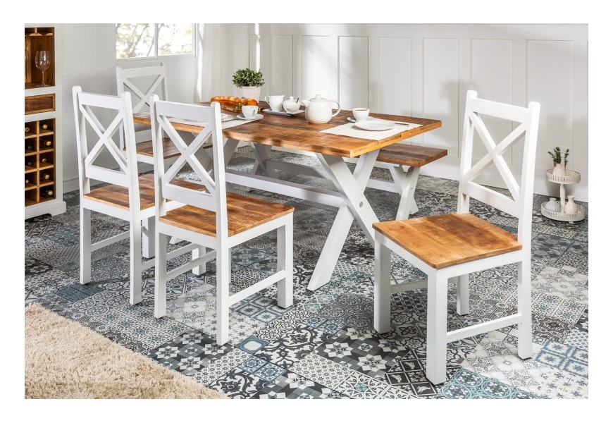 Bielo-hnedá jedálenská stolička Frida Blanca 103cm vo vidieckom štýle