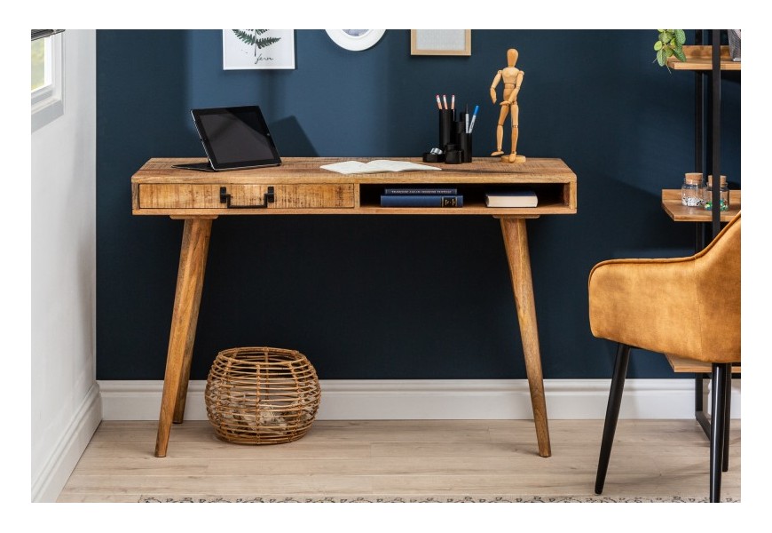 Masívny písací stolík Mango so zásuvkou a otvorenou poličkou 120cm