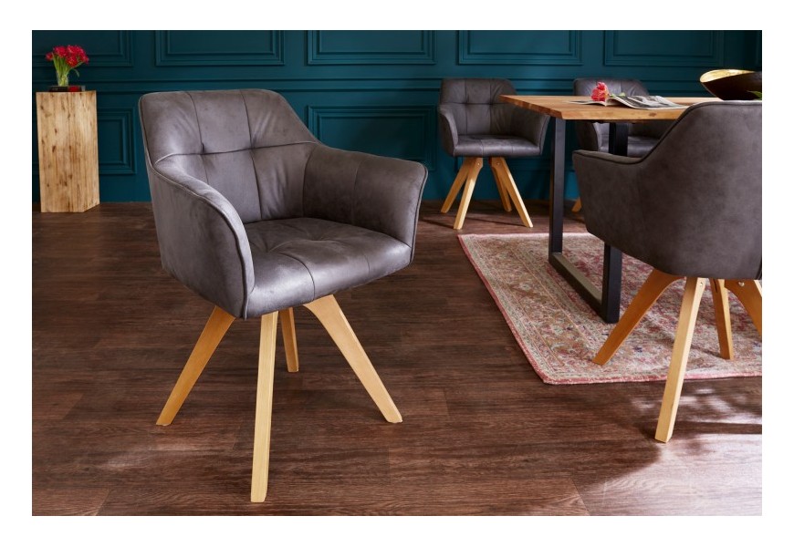 Moderná dizajnová stolička Hendry v antickej šedej farbe s podrúčkami 84cm
