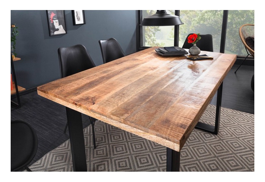 Industriálny dizajnový jedálenský stôl Steele Craft z mangového masívu s kovovými nohami 140cm