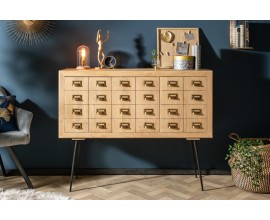 Retro štýlová komoda Meridian z mangového masívu s tromi dvierkami na vysokých nožičkách 130cm