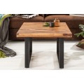 Industriálny dizajnový konferenčný stolík Steele Craft z dreva sheesham štvorcového tvaru 60cm
