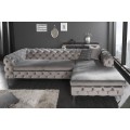 Chesterfield sedačka Modern Barock v sivom zamatovom poťahu so strieborn&yacute;mi nohami 275cm