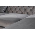 Chesterfield sedačka Modern Barock v sivom zamatovom poťahu so strieborn&yacute;mi nohami 275cm