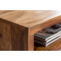 Industriálny dizajnový konferenčný stolík Sheesham z masívneho palisandrového dreva s úložným priestorom 100cm