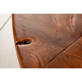 Industriálny okrúhly konferenčný stolík Murrieta 70cm z teakového dreva