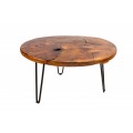 Industriálny okrúhly konferenčný stolík Murrieta 70cm z teakového dreva