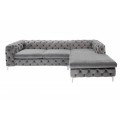 Chesterfield sedačka Modern Barock v sivom zamatovom poťahu so strieborn&yacute;mi nohami 275cm
