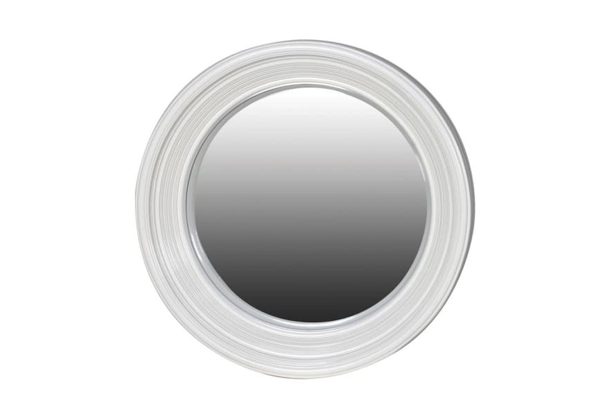 Provensálske nástenné zrkadlo Many s bielym širokým kruhovým rámom
