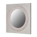 Vintage nástenné kruhové zrkadlo Halien v štvorcovom ráme v odtieňoch bielej 75cm