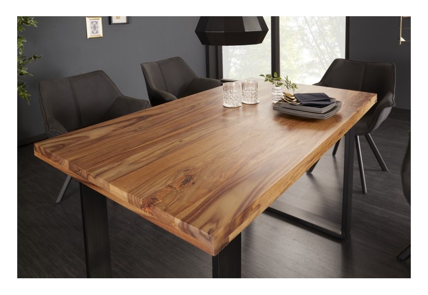 Industriálny jedálenský stôl z masívu Steele Craft 140cm čierna