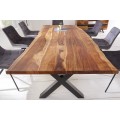 Dizajnový industriálny jedálenský stôl Sheesham z masívu a s kovovými čiernymi nohami 220cm