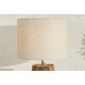Koloniálna drevená stolná lampa Pole II s polohovateľným ľanovým tienidlom v naturálnej bielej farbe 59-70cm
