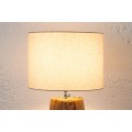 Koloniálna drevená stolná lampa Pole II s polohovateľným ľanovým tienidlom v naturálnej bielej farbe 59-70cm