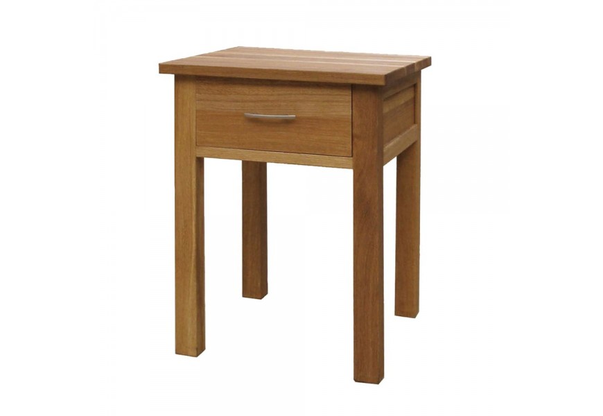 Vidiecky hned&yacute; nočn&yacute; stol&iacute;k Estrella z mas&iacute;vneho dubov&eacute;ho dreva so z&aacute;suvkou 66cm