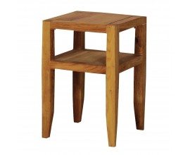 Vidiecky masívny príručný stolík Estrella štvorcového tvaru v hnedej farbe 40cm