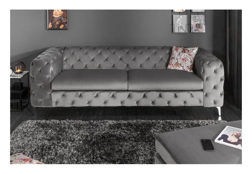 Luxusn&aacute; zamatov&aacute; sedačka Liana siv&aacute;