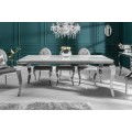 Barokový chrómový luxusný jedálenský stôl Modern Barock s mramorovou sklenenou doskou 200cm