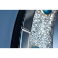 Luxusné okrúhle nástenné zrkadlo Roodwuk s kryštálmi a modrým achátom 100cm