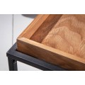 Industriálny vkusný štvorcový konferenčný stolík Elements s odnímacou drevenou povrchovou doskou