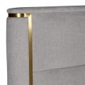 Art-deco sivá manželská posteľ Trissa s prešívaným čelom a dekoratívnym zlatým orámovaním 224cm