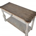 Vintage konzolový stolík Frezala z masívneho dreva so zásuvkou a poličkou 140cm